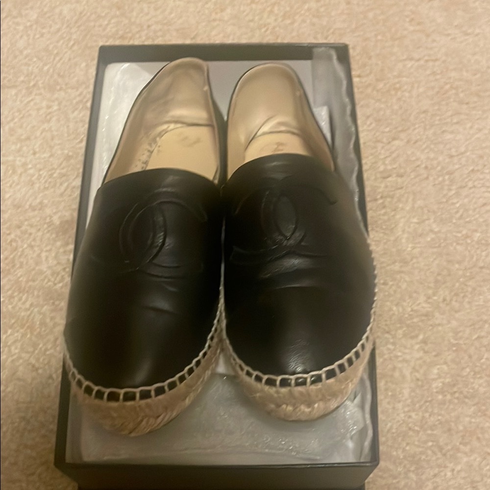 CHANEL Black Espadrilles